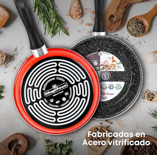 MAGEFESA Juego de 2 Sartenes Vitrinor 20/24 - Antiadherente, Aptas para Todo tipo de Cocina