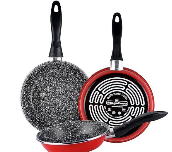 Juego de 3 Sartenes Rojas 24/26/28 cm Vitrinor, marca Magefesa