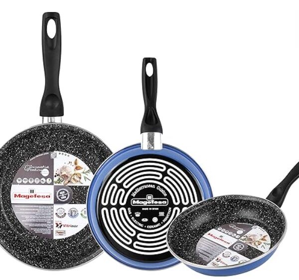 SET DE 3 SARTENES AZULES MAGEFESA VITRINOR 20/24/28 - ¡Ideal para tu cocina!