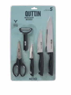 Set de 5 cuchillos, pelador y tijera  COLECCION NERO QUTTIN