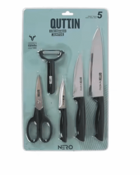 Set de 5 cuchillos, pelador y tijera COLECCION NERO QUTTIN