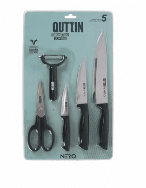 Set de 5 cuchillos, pelador y tijera  COLECCION NERO QUTTIN