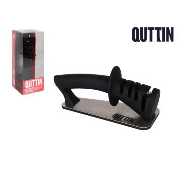 Quttin - Afilador de Cuchillos Black Edition - Manual - Base de Acero Inoxidable - 4 Entradas - para Hogar