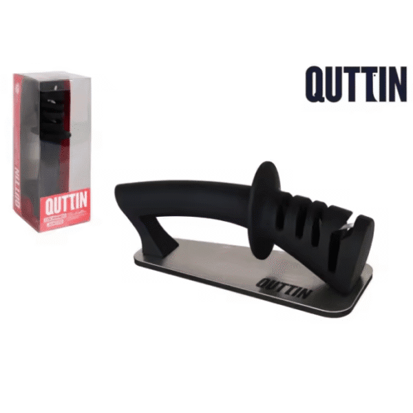 Quttin - Afilador de Cuchillos Black Edition - Manual - Base de Acero Inoxidable - 4 Entradas - para Hogar